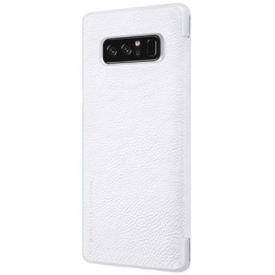 Prabangus „Nillkin“ Qin serijos baltas odinis atverčiamas Samsung Galaxy Note 8 (N950F) dėklas / Priedai.lt