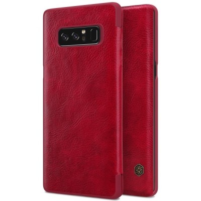Prabangus „Nillkin“ Qin serijos raudonas odinis atverčiamas Samsung Galaxy Note 8 (N950F) dėklas / Priedai.lt