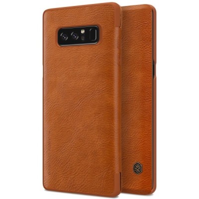 Prabangus „Nillkin“ Qin serijos rudas odinis atverčiamas Samsung Galaxy Note 8 (N950F) dėklas / Priedai.lt