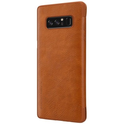Prabangus „Nillkin“ Qin serijos rudas odinis atverčiamas Samsung Galaxy Note 8 (N950F) dėklas / Priedai.lt