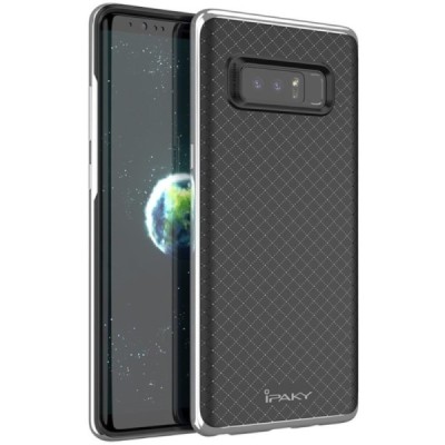 Samsung Galaxy Note 8 (N950F) „IPAKY“ kieto silikono TPU juodas (sidabro spalvos apvadais) dėklas - nugarėlė / Priedai.lt