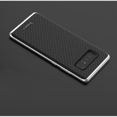 Samsung Galaxy Note 8 (N950F) „IPAKY“ kieto silikono TPU juodas (sidabro spalvos apvadais) dėklas - nugarėlė / Priedai.lt