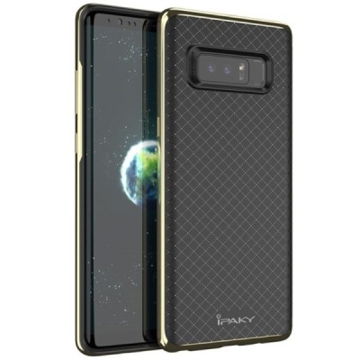 Samsung Galaxy Note 8 (N950F) „IPAKY“ kieto silikono TPU juodas (aukso spalvos apvadais) dėklas - nugarėlė / Priedai.lt