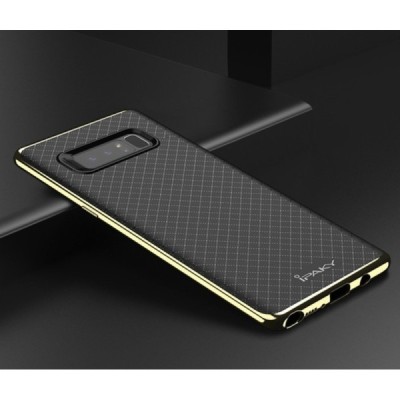 Samsung Galaxy Note 8 (N950F) „IPAKY“ kieto silikono TPU juodas (aukso spalvos apvadais) dėklas - nugarėlė / Priedai.lt