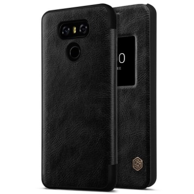 Greznais „Nillkin“ Qin sērijas ādas atvērams melns LG G6 (H870) maciņš / Vacins.lv