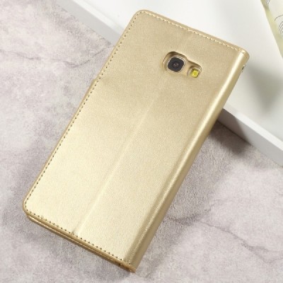 Samsung Galaxy A5 2017 (A520) „Mercury“ atvērams zelta ādas maciņš - maks / Vacins.lv