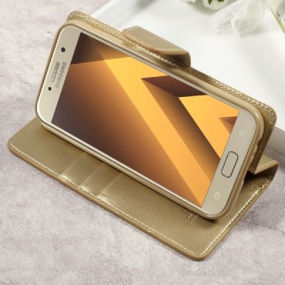 Samsung Galaxy A5 2017 (A520) „Mercury“ atvērams zelta ādas maciņš - maks / Vacins.lv