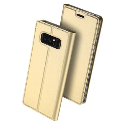 Samsung Galaxy Note 8 (N950F) „Dux Ducis“ Skin sērijas zelta ādas atvērams maciņš / Vacins.lv