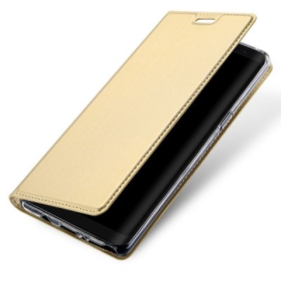 Samsung Galaxy Note 8 (N950F) „Dux Ducis“ Skin sērijas zelta ādas atvērams maciņš / Vacins.lv