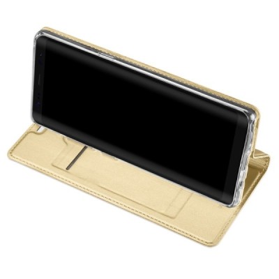 Samsung Galaxy Note 8 (N950F) „Dux Ducis“ Skin sērijas zelta ādas atvērams maciņš / Vacins.lv