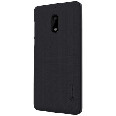 Nokia 6 Frosted Shield juodas plastikinis dėklas + apsauginė ekrano plėvelė / Priedai.lt