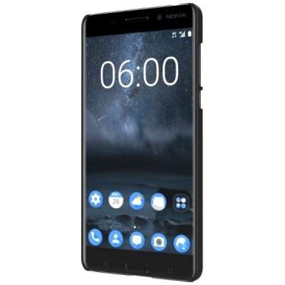 Nokia 6 Frosted Shield juodas plastikinis dėklas + apsauginė ekrano plėvelė / Priedai.lt