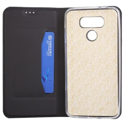 LG G6 (H870) „Dux Ducis“ Skin sērijas melns ādas atvērams maciņš / Vacins.lv