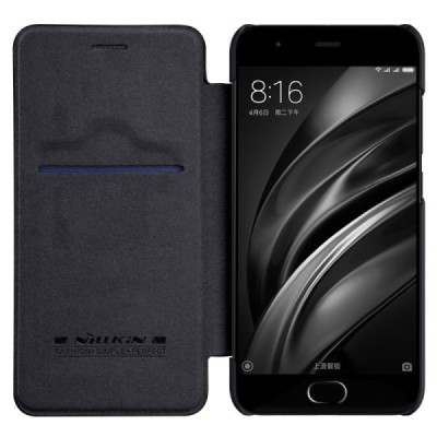 Greznais „Nillkin“ Qin sērijas ādas atvērams melns Xiaomi Mi 6 maciņš / Vacins.lv