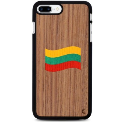 Apple iPhone 7 Plus (iPhone 8 Plus) „Crafted Cover“ Lietuvas karogs dabīga koka telefona apvalks / Vacins.lv