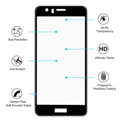 Honor 8 (Huawei Honor 8) Hat-Prince Tempered Glass melns ekrāna aizsargstikls / Vacins.lv