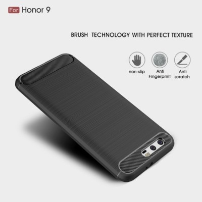 Huawei Honor 9 (Honor 9 Premium) „Carbon“ твердый силиконовый чехол (TPU) - черный | Vacins.lv