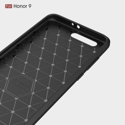 Huawei Honor 9 (Honor 9 Premium) „Carbon“ твердый силиконовый чехол (TPU) - черный | Vacins.lv