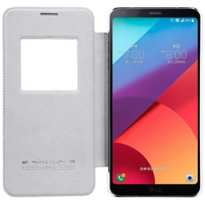 Роскошный белый кожаный чехол Nillkin Qin Series для LG G6 (H870) | Vacins.lv