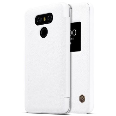 Роскошный белый кожаный чехол Nillkin Qin Series для LG G6 (H870) | Vacins.lv