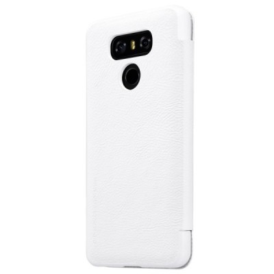 Роскошный белый кожаный чехол Nillkin Qin Series для LG G6 (H870) | Vacins.lv