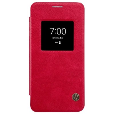 Роскошный красный кожаный чехол Nillkin Qin Series для LG G6 (H870) | Vacins.lv