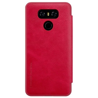 Роскошный красный кожаный чехол Nillkin Qin Series для LG G6 (H870) | Vacins.lv