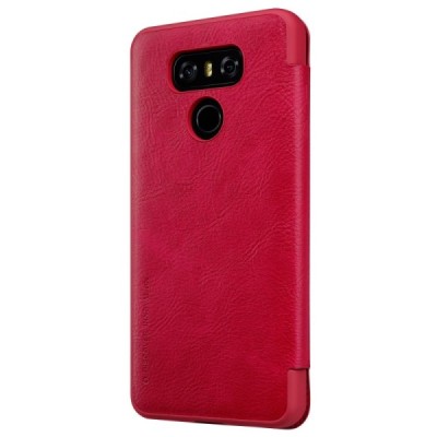 Роскошный красный кожаный чехол Nillkin Qin Series для LG G6 (H870) | Vacins.lv