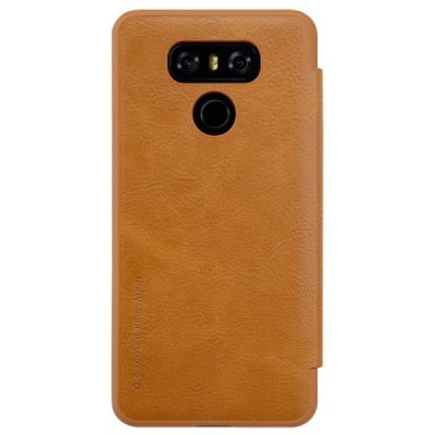Greznais „Nillkin“ Qin sērijas ādas atvērams brūns LG G6 (H870) maciņš / Vacins.lv