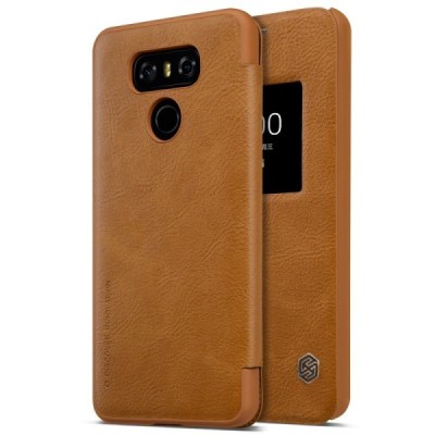 Greznais „Nillkin“ Qin sērijas ādas atvērams brūns LG G6 (H870) maciņš / Vacins.lv