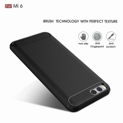 Xiaomi Mi 6 „Carbon“ твердый силиконовый чехол (TPU) - черный | Vacins.lv
