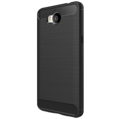 Huawei Y5 2017 (Y5 III) / Y6 2017 „Carbon“ твердый силиконовый чехол (TPU) - черный | Vacins.lv