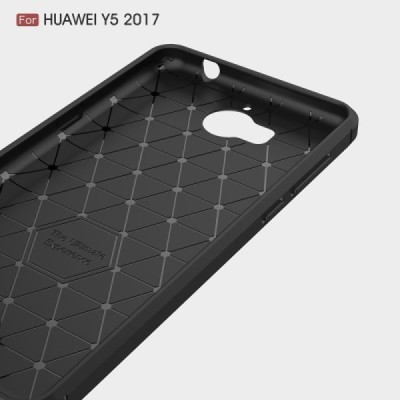Huawei Y5 2017 (Y5 III) / Y6 2017 „Carbon“ твердый силиконовый чехол (TPU) - черный | Vacins.lv