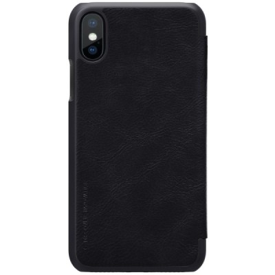 Greznais „Nillkin“ Qin sērijas ādas atvērams melns Apple iPhone X (iPhone Xs) maciņš / Vacins.lv