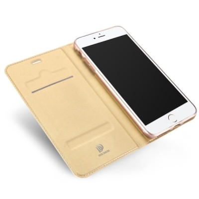 „Dux Ducis“ Skin серии Apple iPhone 7 Plus (iPhone 8 Plus) золотой кожаный чехол-книжка | Vacins.lv