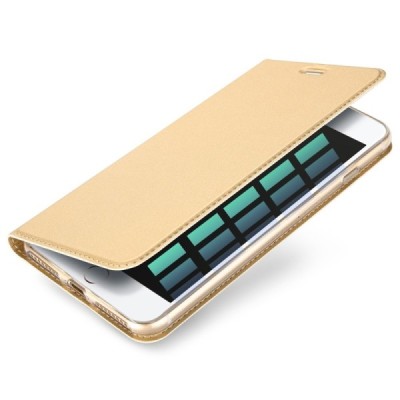 „Dux Ducis“ Skin серии Apple iPhone 7 Plus (iPhone 8 Plus) золотой кожаный чехол-книжка | Vacins.lv