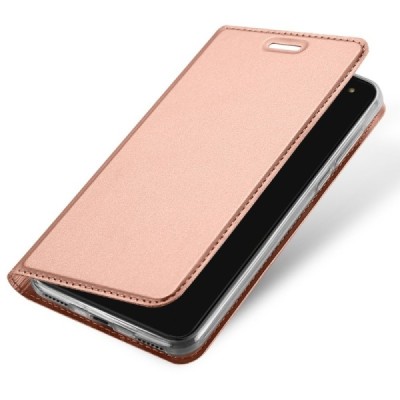 Huawei Y5 2017 (Y5 III) / Y6 2017 „Dux Ducis“ Skin sērijas rozs ādas atvērams maciņš / Vacins.lv