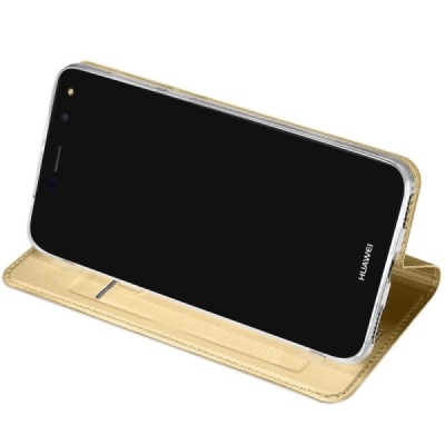 Huawei Y5 2017 (Y5 III) / Y6 2017 „Dux Ducis“ Skin sērijas zelta ādas atvērams maciņš / Vacins.lv