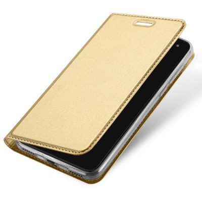 Huawei Y5 2017 (Y5 III) / Y6 2017 „Dux Ducis“ Skin sērijas zelta ādas atvērams maciņš / Vacins.lv