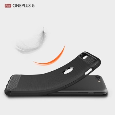 OnePlus 5 (OnePlus Five) „Carbon“ cieta silikona (TPU) melns apvalks / vacins.lv