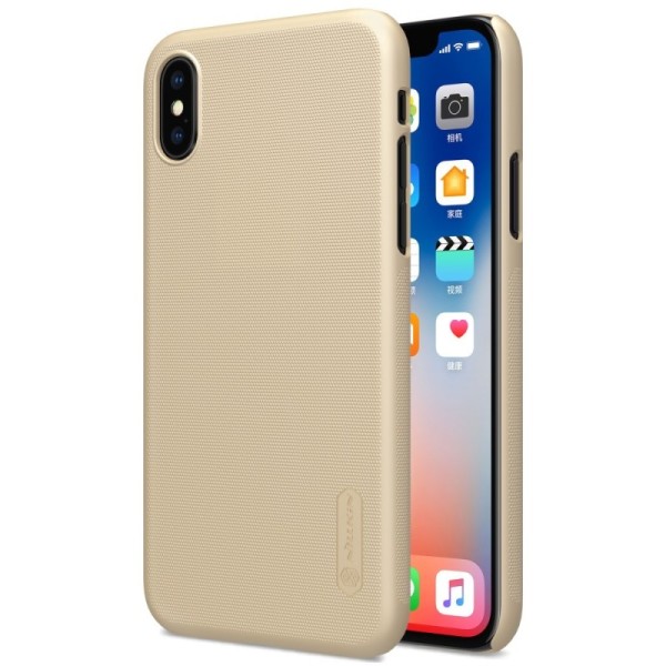 „Nillkin“ Frosted Shield чехол - золотой + защитная пленка для экрана (iPhone X / Xs)