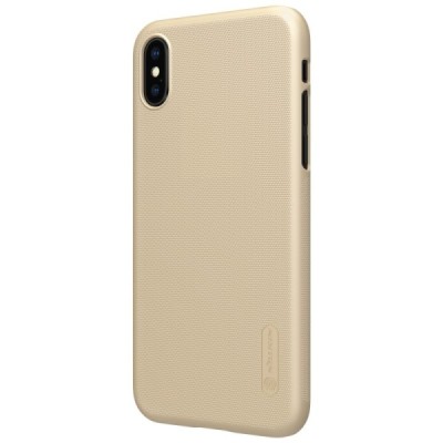 Nillkin Frosted Shield Apple iPhone X (iPhone Xs) золотой пластиковый чехол + защитная пленка для экрана | Vacins.lv