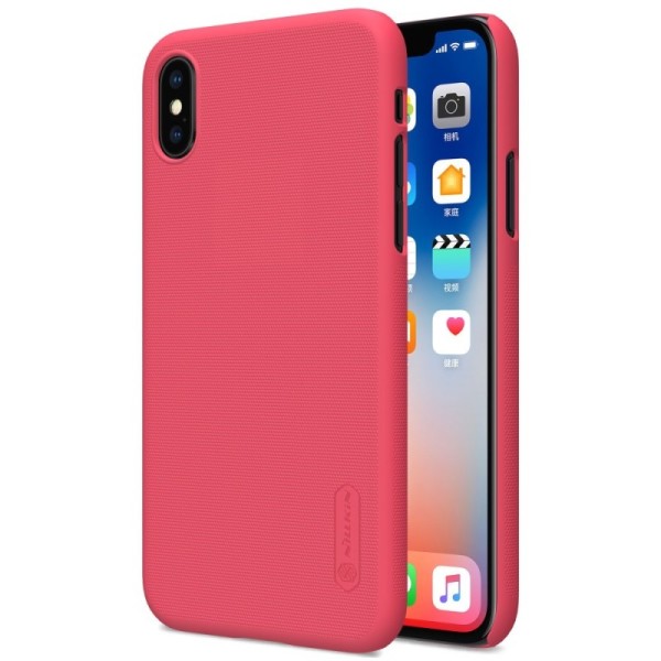 „Nillkin“ Frosted Shield чехол - красный + защитная пленка для экрана (iPhone X / Xs)