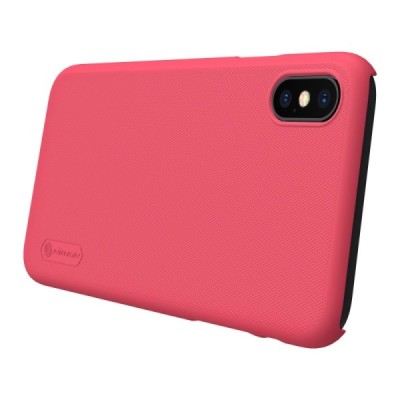 Nillkin Frosted Shield Apple iPhone X (iPhone Xs) красный пластиковый чехол + защитная пленка для экрана | Vacins.lv