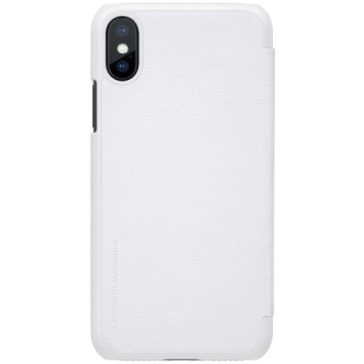 Greznais „Nillkin“ Qin sērijas ādas atvērams balts Apple iPhone X (iPhone Xs) maciņš / Vacins.lv
