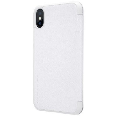 Greznais „Nillkin“ Qin sērijas ādas atvērams balts Apple iPhone X (iPhone Xs) maciņš / Vacins.lv