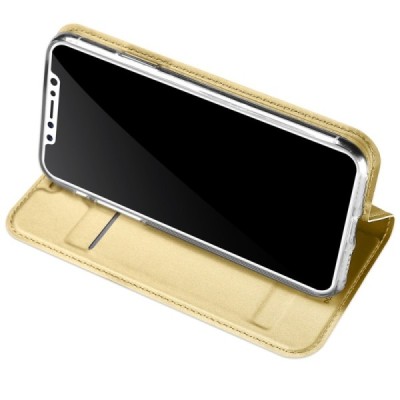 „Dux Ducis“ Skin серии Apple iPhone X (iPhone Xs) золотой кожаный чехол-книжка | Vacins.lv