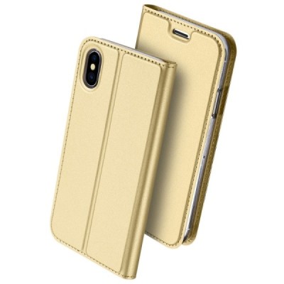 „Dux Ducis“ Skin серии Apple iPhone X (iPhone Xs) золотой кожаный чехол-книжка | Vacins.lv
