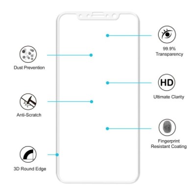 Apple iPhone X (iPhone Xs, 11 Pro) Hat-Prince Tempered Glass balts ekrāna aizsargstikls / Vacins.lv