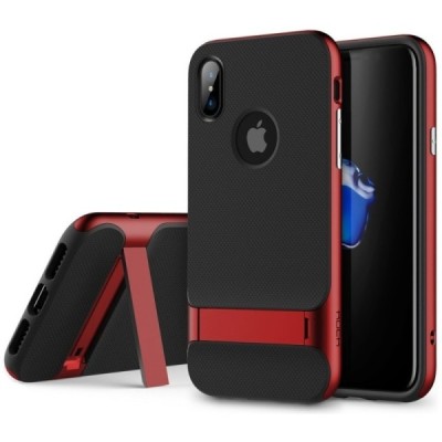 „Rock“ Royce Kickstand pastiprinātas aizsardzības melns apmales sarkanā krāsā Apple iPhone X (iPhone Xs) apvalks / Vacins.lv